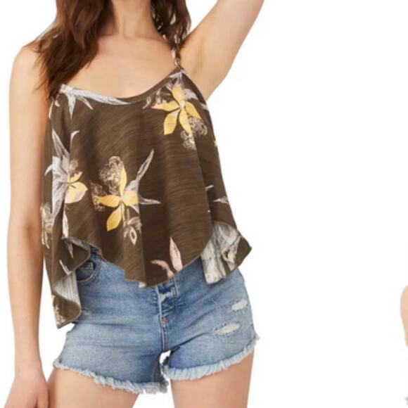 Free People Floral Camisole in Olive and Yellow - Picture 3 of 9